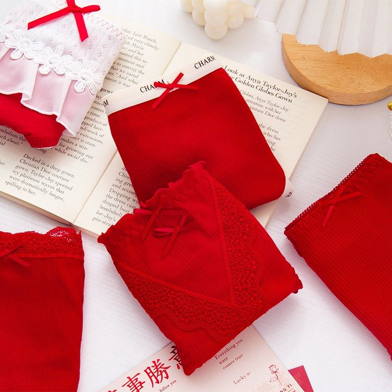 龙年本命年婚庆红色高腰中腰纯棉大码内裤女胖MM200斤新年喜庆红,淘宝优惠券,粉丝福利购,淘宝优惠卷