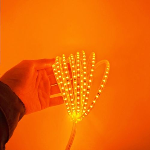 220V橙光柔性灯带5730防水LED灯条橙色橘黄色线灯户外工程照明 - 图1