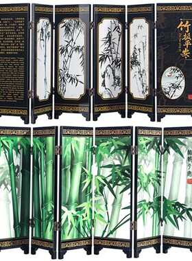 中国特色漆器工艺品屏风客厅装饰摆件商务办公礼品竹报平安