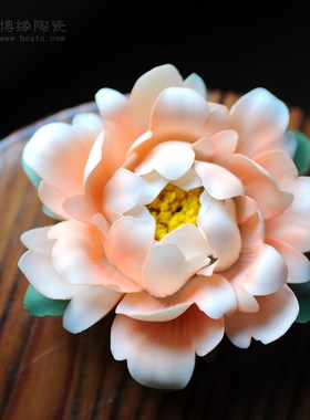 牡丹花陶瓷香插国色天香线香茶所会所香道用品禅意茶台装饰摆件