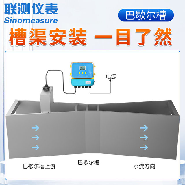 Ultrasonic open channel flowmeter Bachelor tank Basch River Canal agricultural sewage discharge integrated split sewage flowmeter