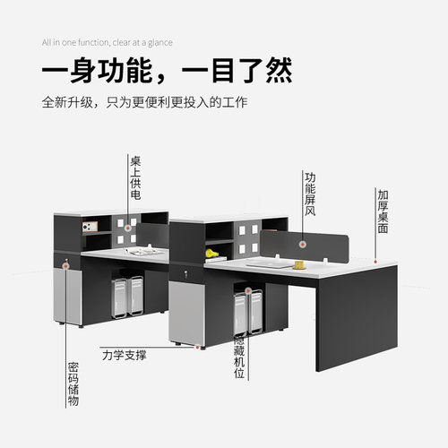 职员办公桌员工位办公室四人六人卡座公司办公室家俱工位桌椅组合 - 图1