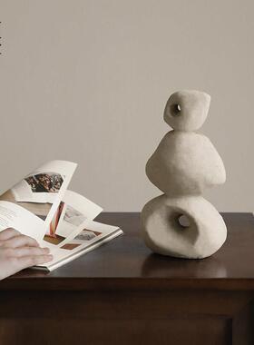 BIJ栗几石【石来运转摆侘寂风水泥做旧】件家居酒柜创意何艺术装