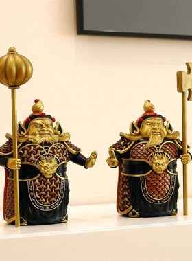 护宅门神摆件秦琼尉迟恭家居客厅玄关柜电视柜公司店铺开业礼品