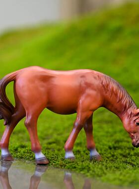 微景观仿真小白马摆件假山盆景沙盘道具造景装饰桌面树脂骏马摆设