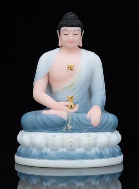 七佛佛像 汉白玉彩绘药师佛 药师七如来佛像家用寺庙佛堂供奉摆件