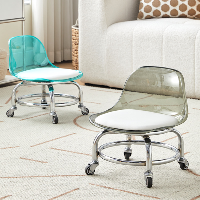 压克力小滑轮矮凳家用静音万向轮小椅子儿童学步靠背椅,淘宝优惠券,粉丝福利购,淘宝优惠卷