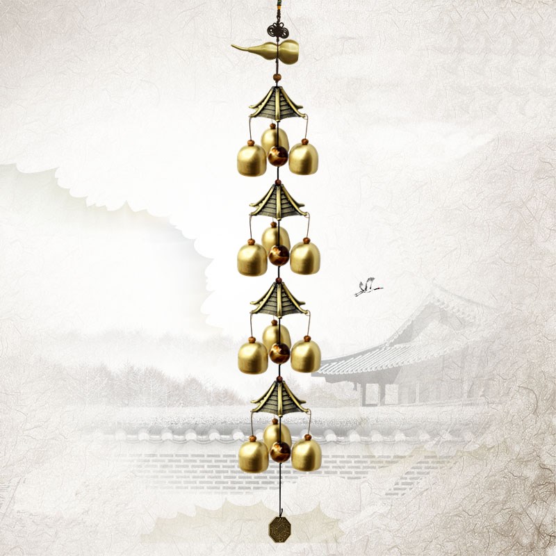 层铃铛铜风铃挂饰门饰中式家居店铺创意金属挂件声音脆响亮 - 图2