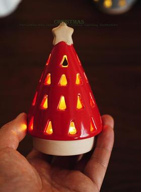 北欧圣诞出口欧洲覆古窑变色圣诞树造型灯饰节日装饰礼品