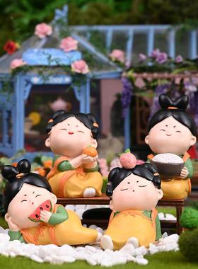 古风少女唐仕女摆件树脂中式办公室桌面装饰可爱车载创意生日礼物