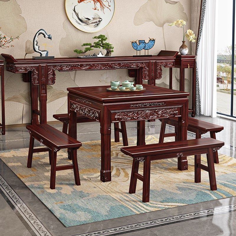新酸枝木八仙桌长凳古典红木实木家用客厅四方桌供桌茶几,淘宝优惠券,粉丝福利购,淘宝优惠卷
