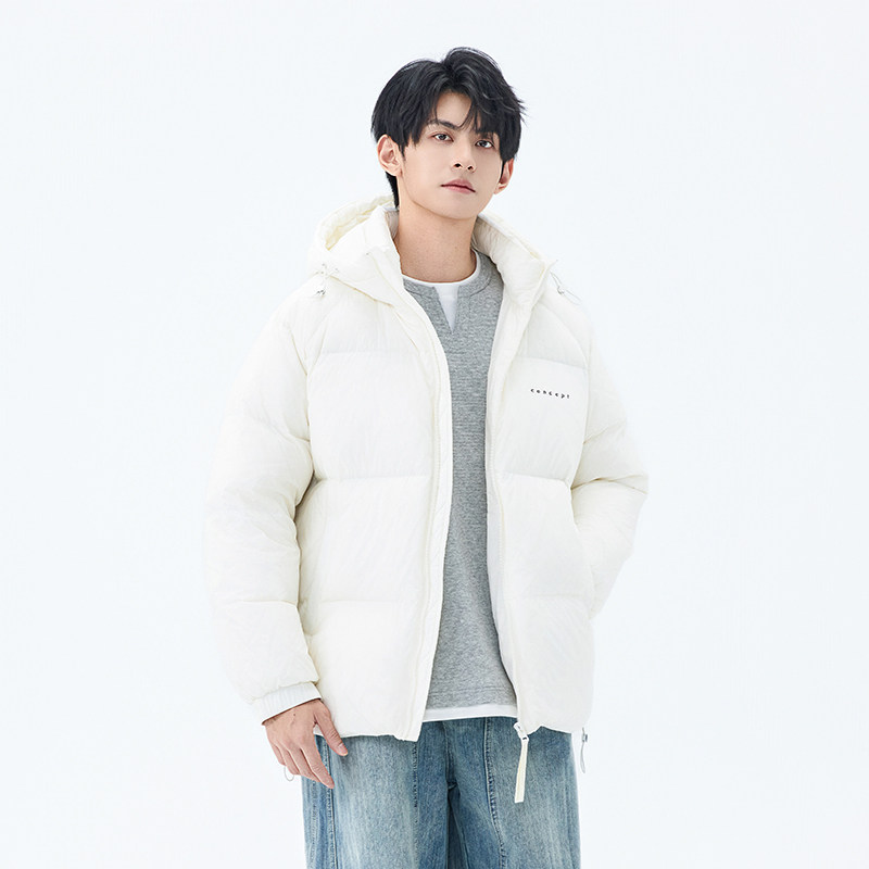 雅鹿2025新款冬季羽绒服男连帽加厚短款面包服夹克外套防寒服高蓬