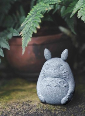 龙猫摆件宫崎骏卡通形象 青砂石鱼缸盆景造景室内外装饰摆件