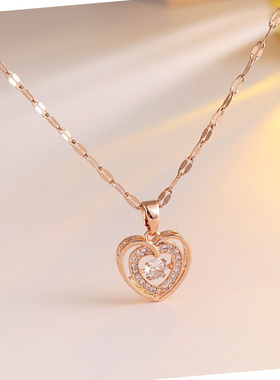 轻奢小众金色爱心钛钢锁骨链