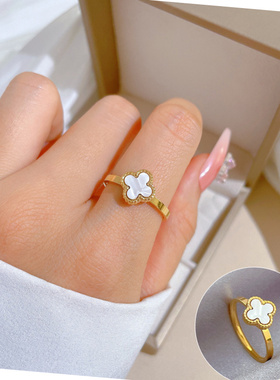 轻奢小众四叶草开口可调女戒
