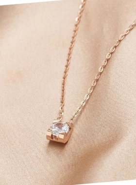 新款高级感轻奢钛钢四爪单钻项链