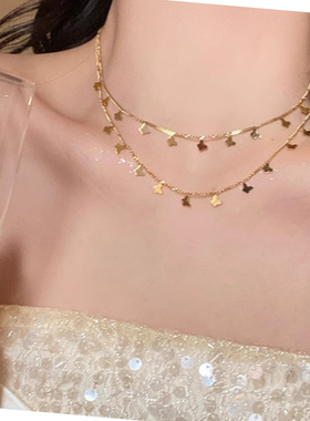 金色蝴蝶钛钢锁骨链轻奢新款