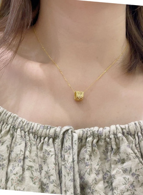 小蛮腰钛钢金色满钻项链女