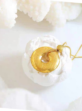 2025新款小众简约金色平安圆福