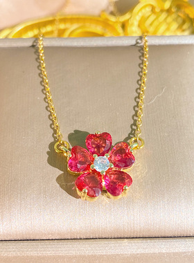 小众轻奢红花钛钢锁骨链女款
