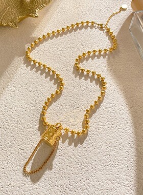 新款轻奢风毛衣链老花包项链