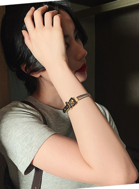 小众轻奢钛钢镀三层链条手链女