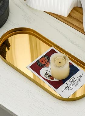 小西家轻奢不锈钢金色椭圆托盘家居首饰盘化妆品收纳盘置物盘摆盘