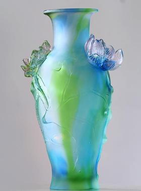 琉璃荷花花瓶摆件居家客厅玄关装饰插画摆放婚庆乔迁送礼高档礼品