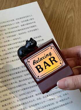 可爱猫咪酒吧台复古迷你桌面摆件客厅咖啡厅氛围灯装饰情人节礼物