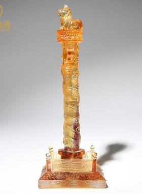 故宫博物馆纪念品华表小摆件中国风中华柱龙柱特色礼物琉璃工艺品