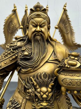 全铜九龙关公铜像武圣财神铜摆件家用公司商铺开业礼品关二爷铜雕