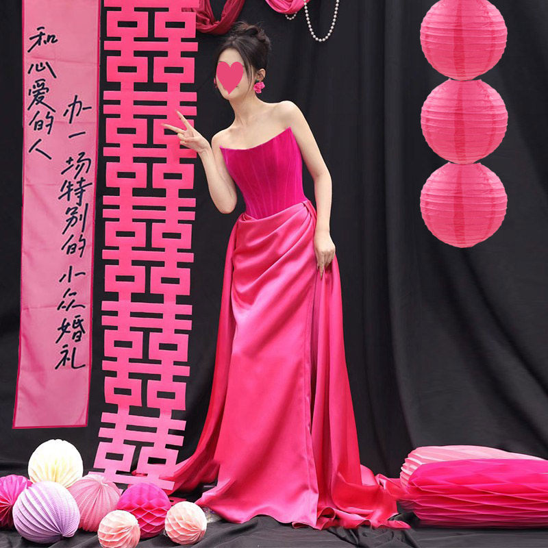 婚房布置套装长条连喜婚庆玫红色喜字布婚礼结婚订婚拍照道具挂饰,淘宝优惠券,粉丝福利购,淘宝优惠卷