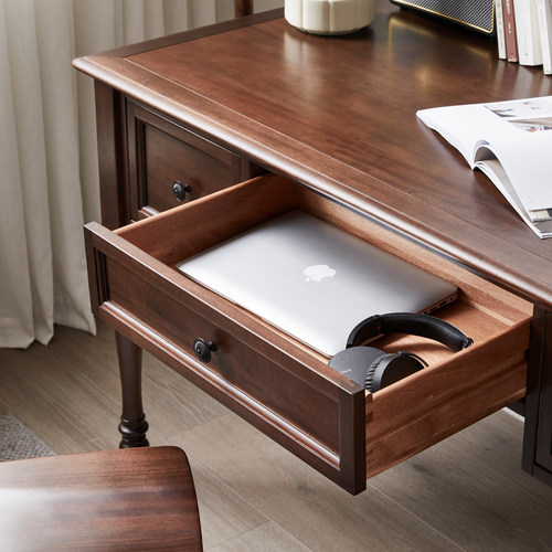 美式实木书桌乡村电脑桌简约复古办公桌办公桌 - 图2