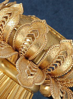 慧宝铜手摇转经轮底座藏式莲花单双层家用办公镂空雕花摆件多选