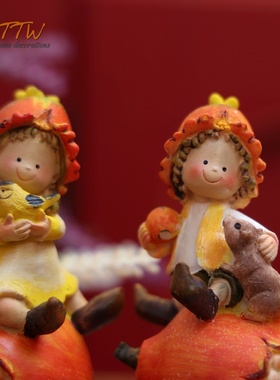 美式乡村小石榴仙子卡通客厅橱窗花园庭院玄关装饰摆件情侣送礼品