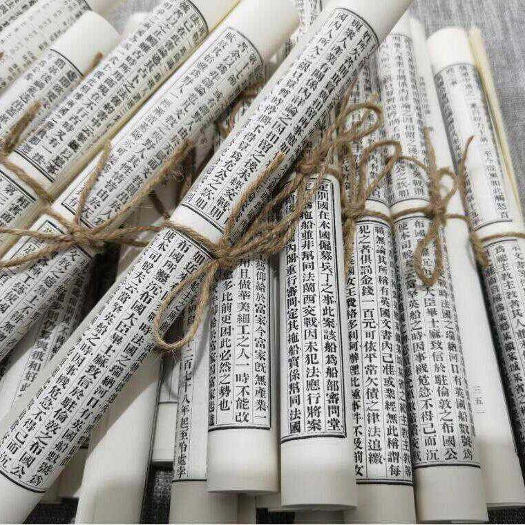 样板间书卷装饰黑白新中式麻绳手札书卷复古装饰纸卷书卷摄影道具,淘宝优惠券,粉丝福利购,淘宝优惠卷