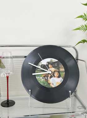 周杰伦JAY覆古黑胶唱片DIY简约创意装饰生日礼物钟表摆件展示架