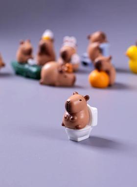 可爱卡皮巴拉水豚模型 情绪稳定治愈系小物件工位电脑装饰品摆件