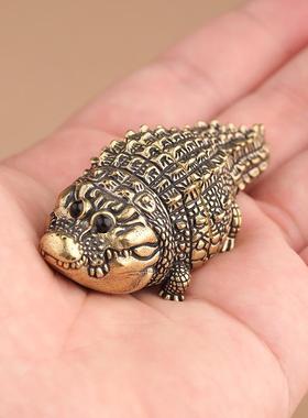 新款纯黄铜鳄鱼办公室桌面摆件创意摆饰茶几茶宠摆件装饰品手把件