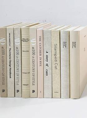 现代简约米白色装饰真书样板间样品屋展示中心客厅书柜饰品彷真书