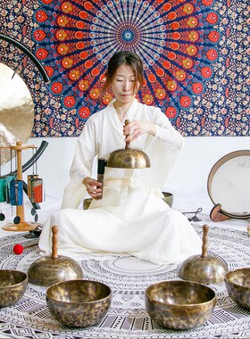 音钵手持颂钵尼泊尔手工钵音疗瑜伽冥想静心疗愈复古铜磬摆件钵盂