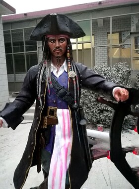 2017新款杰克船长雕塑加勒比海盗玻璃钢摆件酒吧饭店门口迎宾模型