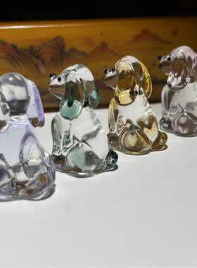 淄博动物琉璃水晶狗家居车载办公桌面工艺品猫狗玻璃摆件装饰礼物
