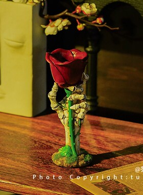我将永远爱你至死不渝骷髅手玫瑰氛围灯万圣诞节礼物