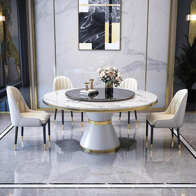 岩板餐桌椅组合轻奢现代简约2025新款酒店家用小户型大圆桌饭桌子,淘宝优惠券,粉丝福利购,淘宝优惠卷
