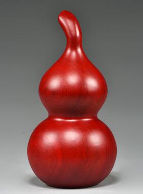 红色实木质雕刻葫芦摆件木头葫芦木制装饰红木工艺品新居乔迁送礼