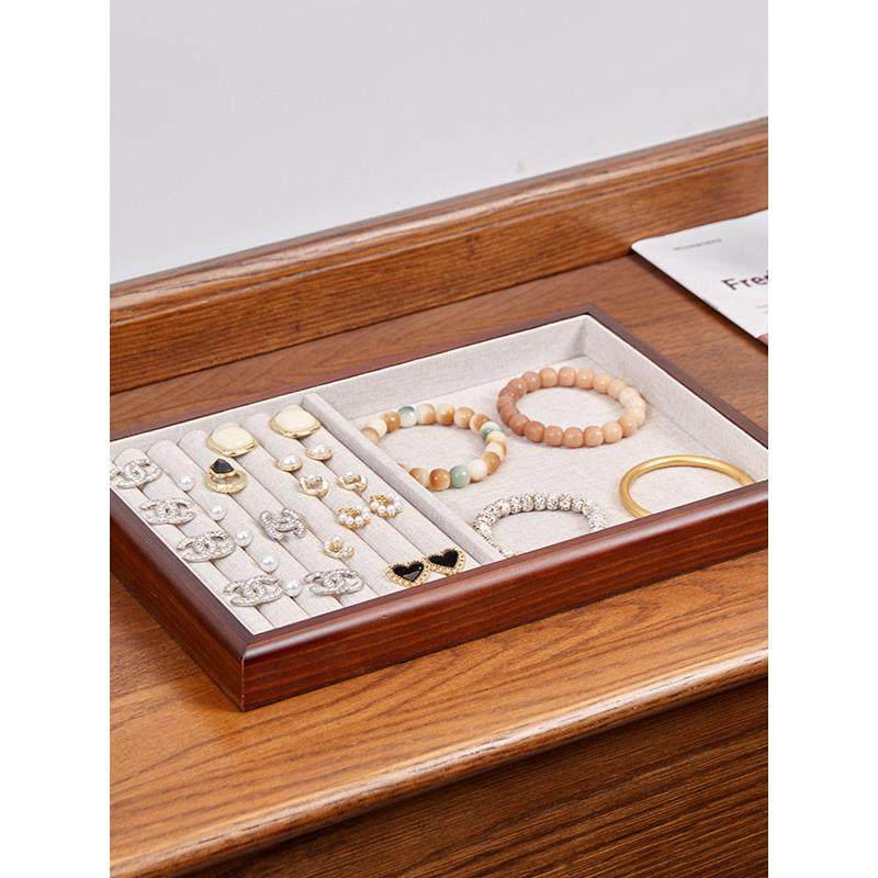 采购产品首饰盒，戒指盒，样品展示盒，项炼，耳环，木制珠宝托盘 - 图1