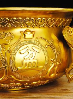 纯铜聚宝盆招财家用铜香炉客厅工艺礼品摆饰装饰摆饰中式聚财大号