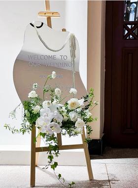 镜面迎宾牌亚克力网红装饰生日婚礼派对布置打卡背景拍照道具摆件
