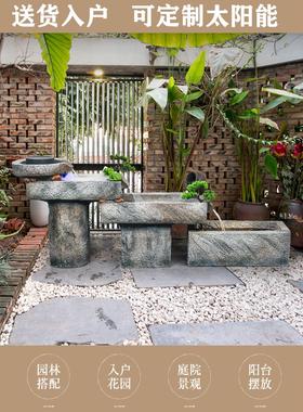 石墨假山流水喷泉室内入口办公室店铺景观装饰循环水落地式鱼塘装